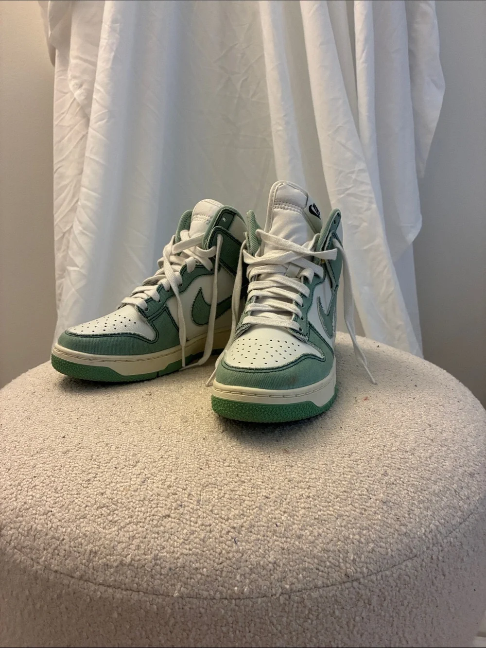 Nike High-Top Sneakers in White and Sage
